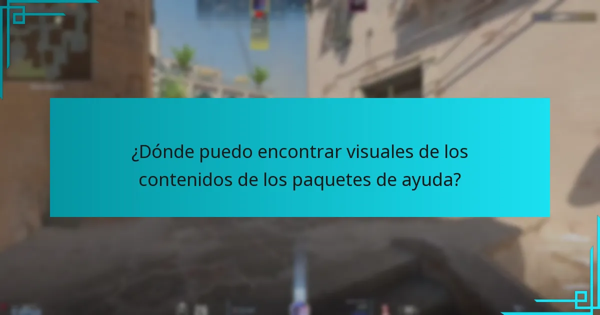 ¿Dónde puedo encontrar visuales de los contenidos de los paquetes de ayuda?